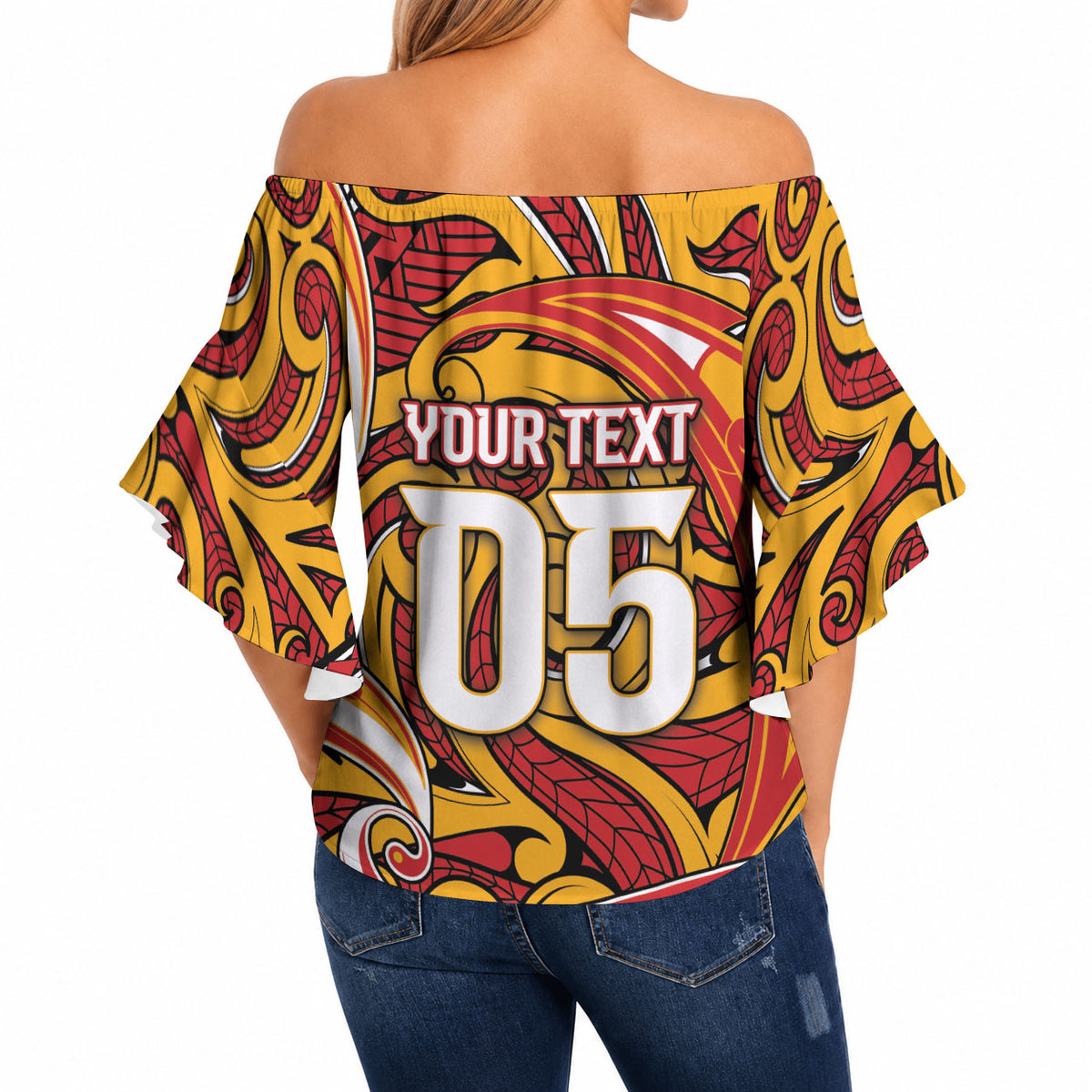 Custom Aotearoa Waikato Tainui Off Shoulder Wrap Waist Top Maori Tribal Pattern Koru Motif DT05 - Polynesian Pride