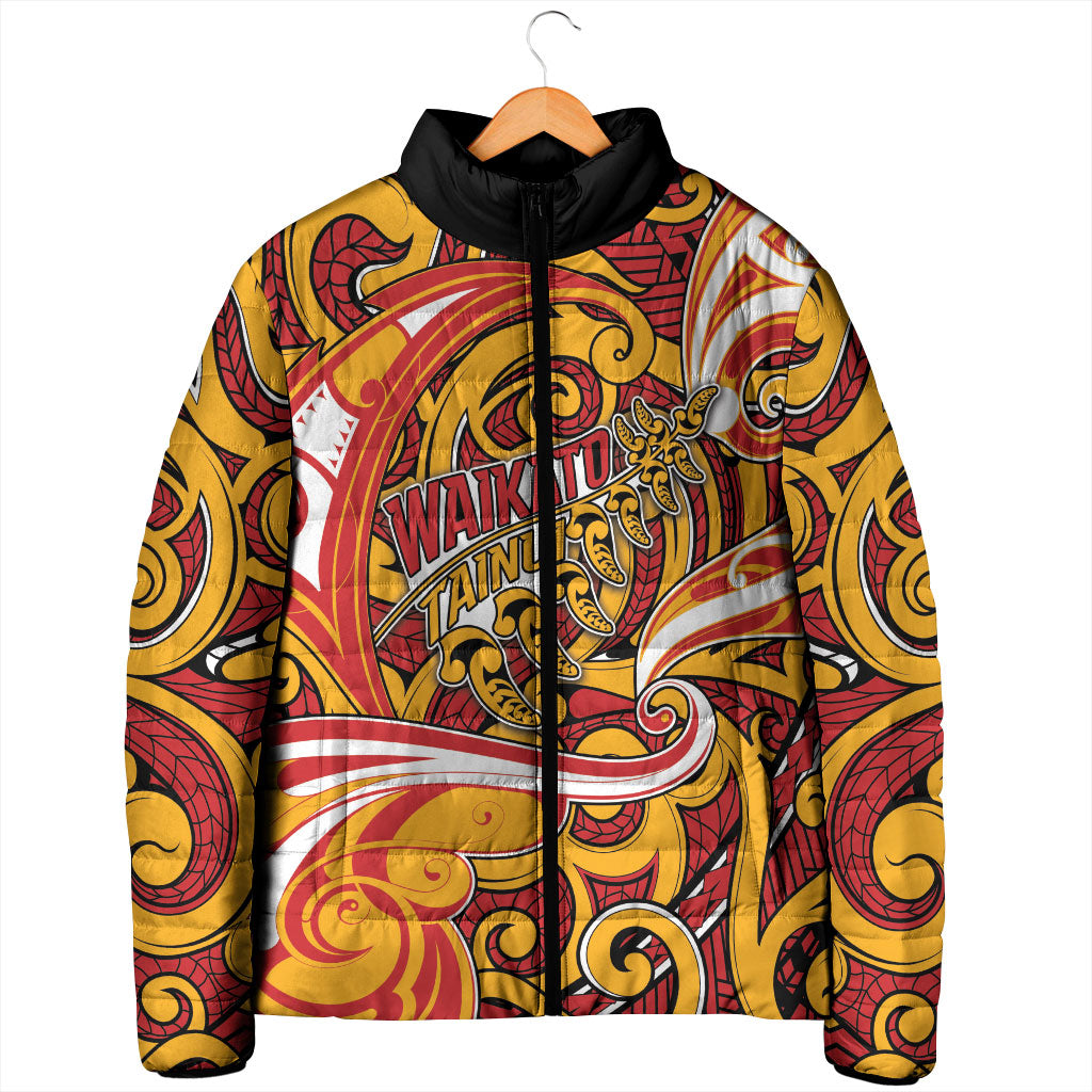 Custom Aotearoa Waikato Tainui Padded Jacket Maori Tribal Pattern Koru Motif