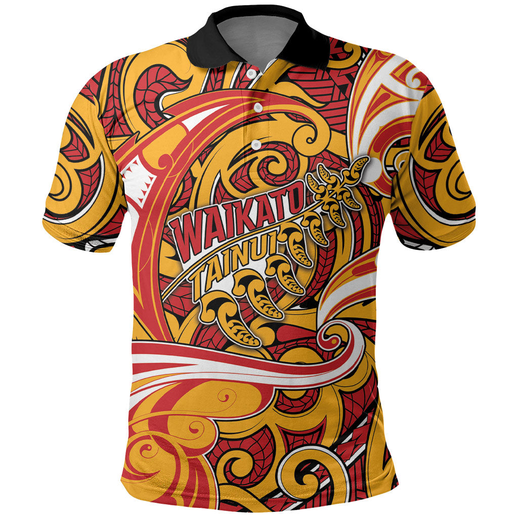 Custom Aotearoa Waikato Tainui Polo Shirt Maori Tribal Pattern Koru Motif DT05 Yellow - Polynesian Pride