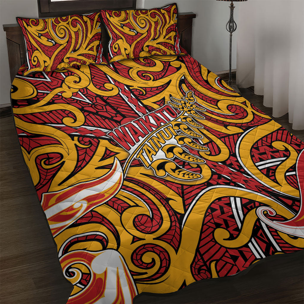 Aotearoa Waikato Tainui Quilt Bed Set Maori Tribal Pattern Koru Motif DT05 Yellow - Polynesian Pride