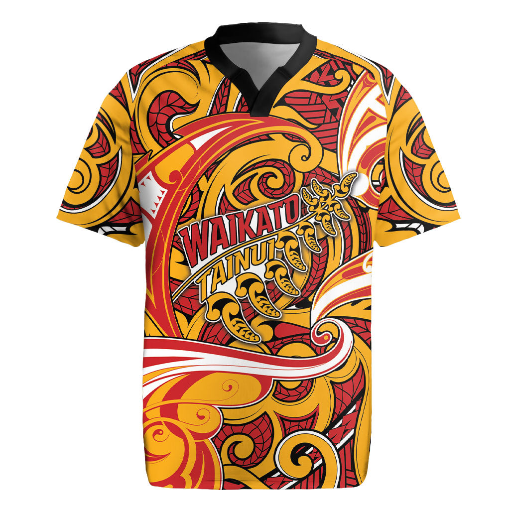 Custom Aotearoa Waikato Tainui Rugby Jersey Maori Tribal Pattern Koru Motif DT05 Yellow - Polynesian Pride