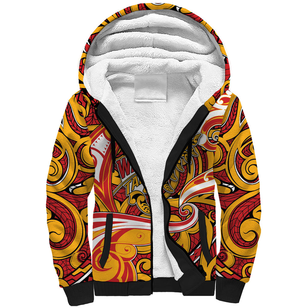 Custom Aotearoa Waikato Tainui Sherpa Hoodie Maori Tribal Pattern Koru Motif DT05 Unisex Yellow - Polynesian Pride