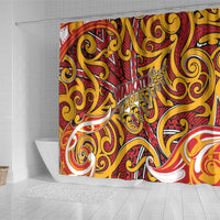 Aotearoa Waikato Tainui Shower Curtain Maori Tribal Pattern Koru Motif