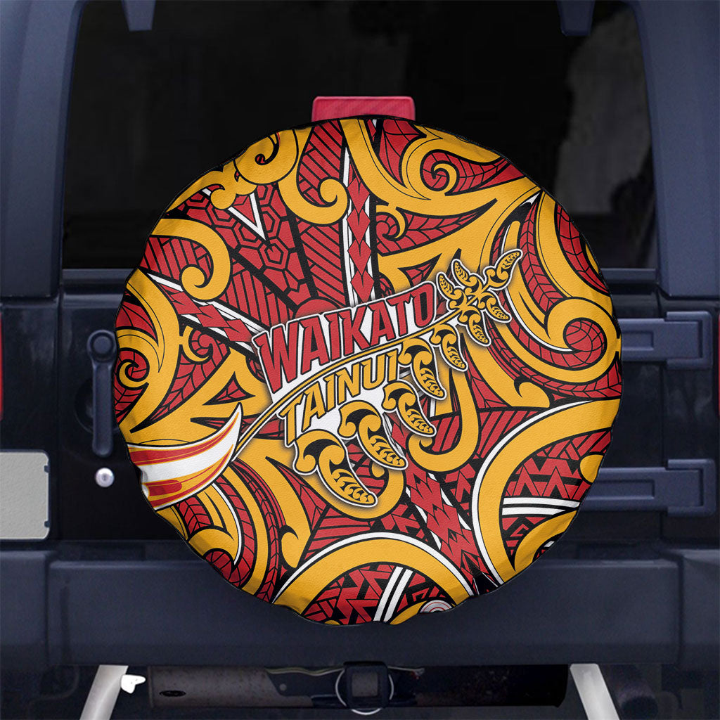 Aotearoa Waikato Tainui Spare Tire Cover Maori Tribal Pattern Koru Motif DT05 No hole Yellow - Polynesian Pride