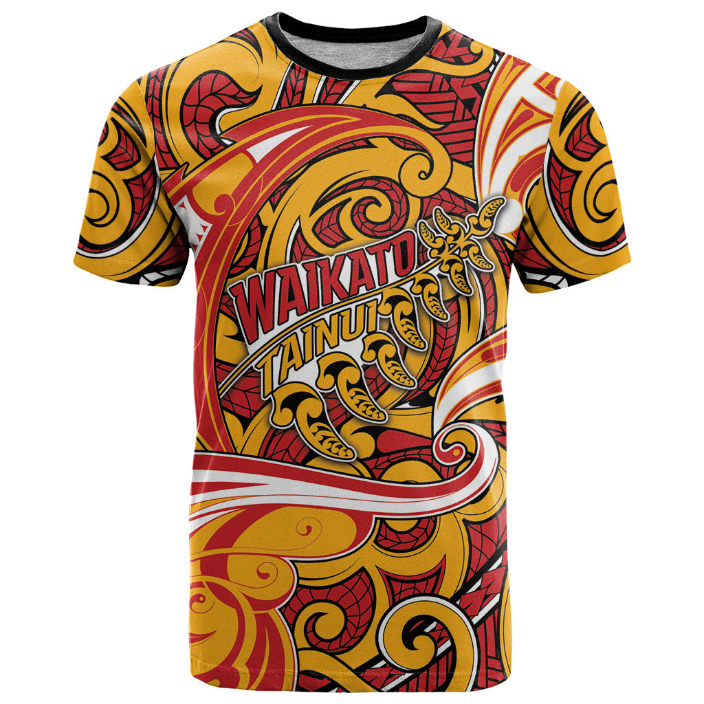 Custom Aotearoa Waikato Tainui T Shirt Maori Tribal Pattern Koru Motif DT05 Yellow - Polynesian Pride