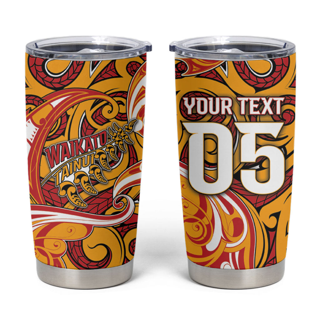 Custom Aotearoa Waikato Tainui Tumbler Cup Maori Tribal Pattern Koru Motif DT05 Yellow - Polynesian Pride