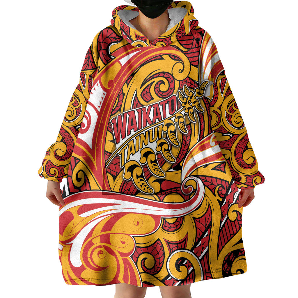 Custom Aotearoa Waikato Tainui Wearable Blanket Hoodie Maori Tribal Pattern Koru Motif