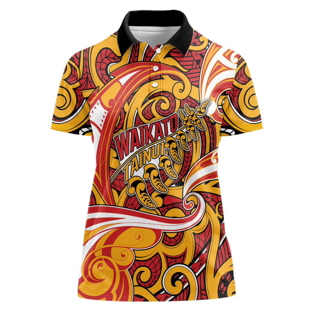 Custom Aotearoa Waikato Tainui Women Polo Shirt Maori Tribal Pattern Koru Motif DT05 Female Yellow - Polynesian Pride