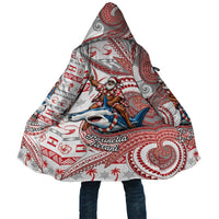 French Polynesian Christmas Cloak Santa Riding Hammerhead Shark Tahitian DT05 Unisex White - Polynesian Pride