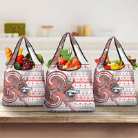 French Polynesian Christmas Grocery Bag Santa Riding Hammerhead Shark Tahitian DT05 3-pack One Size White - Polynesian Pride