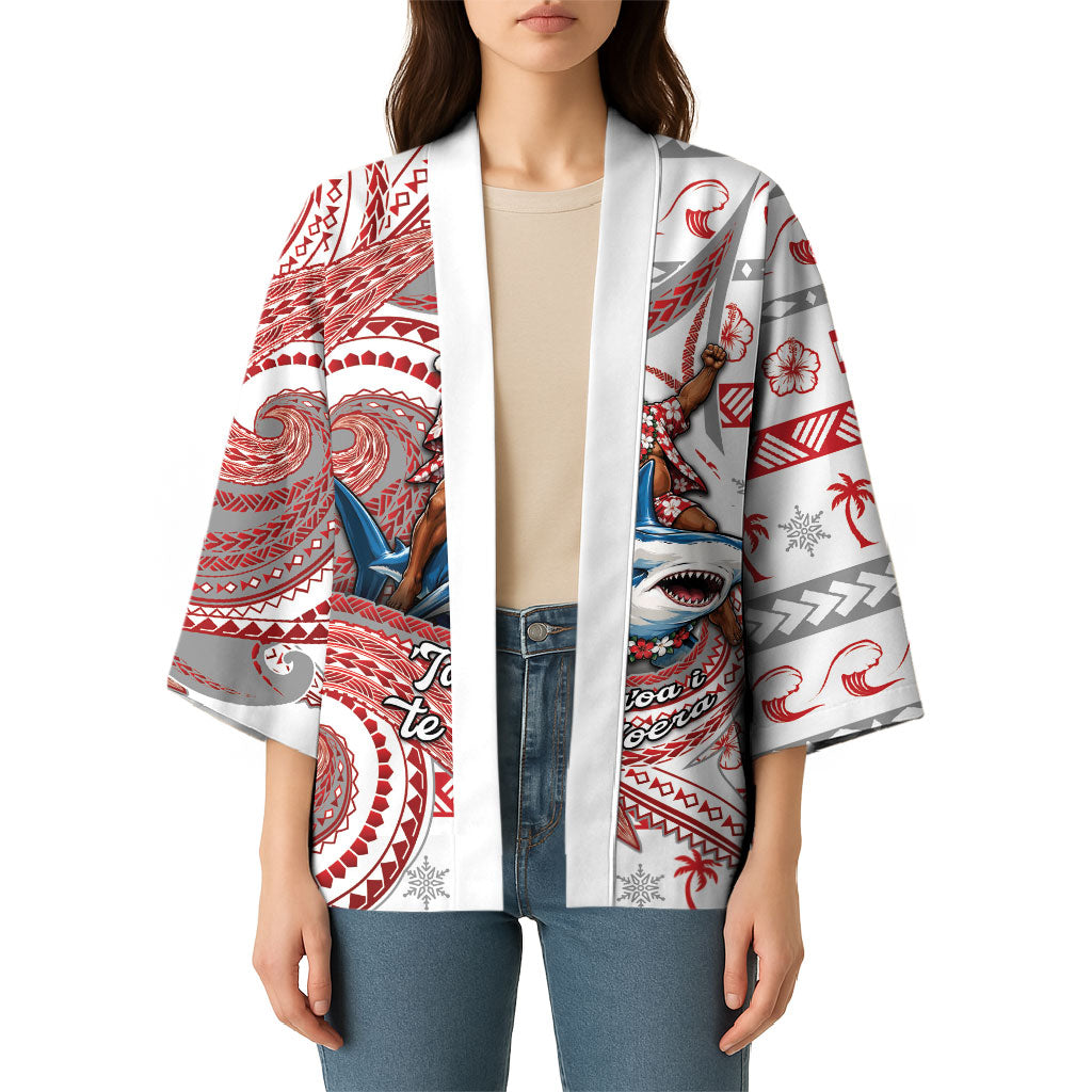 French Polynesian Christmas Kimono Santa Riding Hammerhead Shark Tahitian DT05 - Polynesian Pride