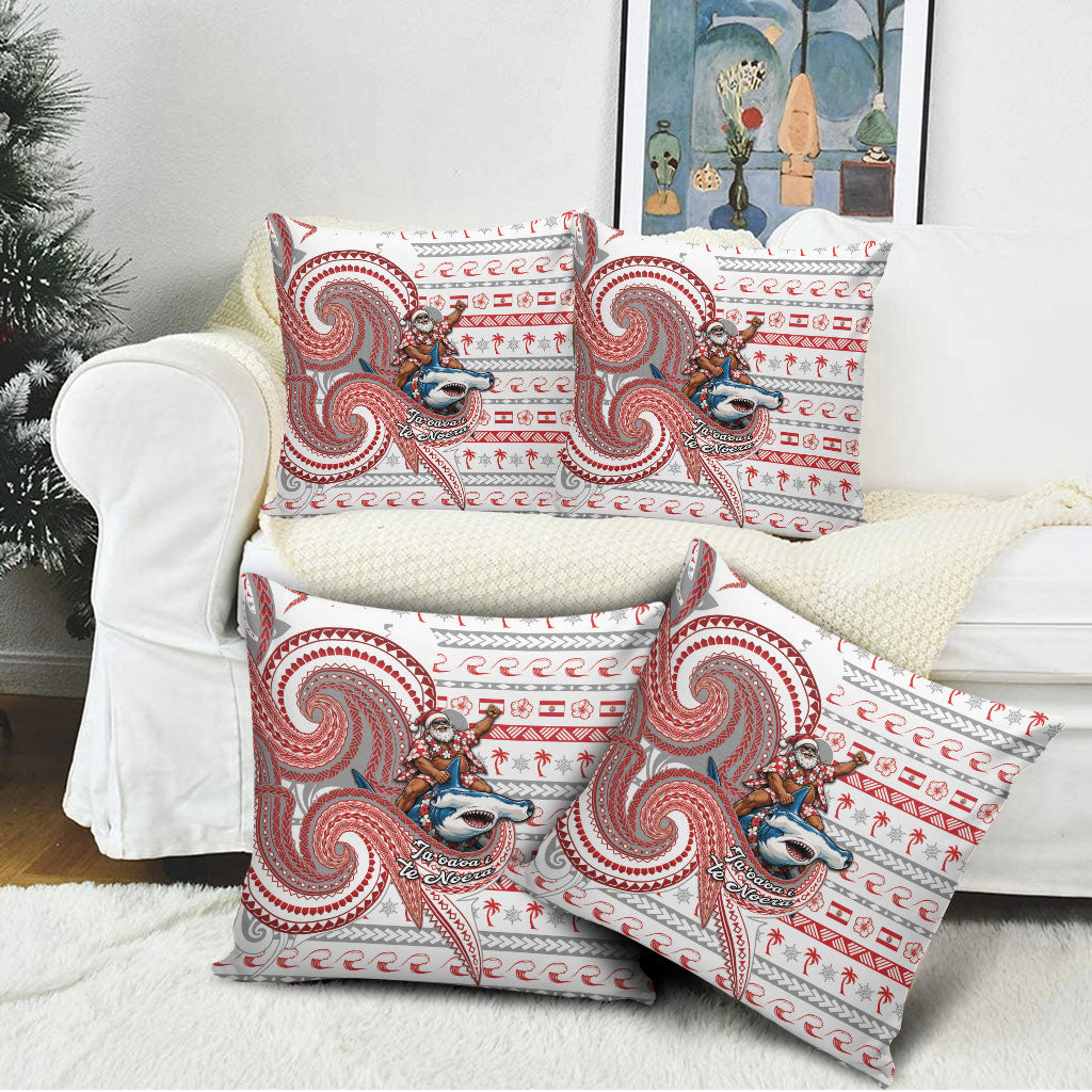 French Polynesian Christmas Pillow Cover Santa Riding Hammerhead Shark Tahitian DT05 - Polynesian Pride