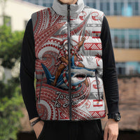 French Polynesian Christmas Sleeveless Puffer Jacket Santa Riding Hammerhead Shark Tahitian DT05 - Polynesian Pride