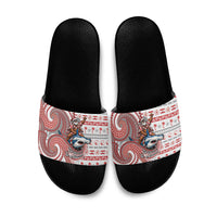French Polynesian Christmas Slide Sandals Santa Riding Hammerhead Shark Tahitian DT05 White - Polynesian Pride