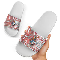 French Polynesian Christmas Slide Sandals Santa Riding Hammerhead Shark Tahitian DT05 - Polynesian Pride