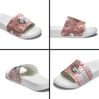 French Polynesian Christmas Slide Sandals Santa Riding Hammerhead Shark Tahitian DT05 - Polynesian Pride