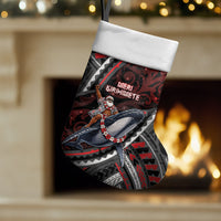 Aotearoa Christmas Stocking Santa Riding Humpback Whale Maori Koru DT05 Set of 2 Red - Polynesian Pride