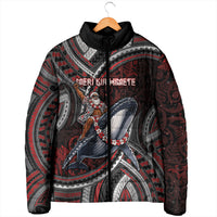 Aotearoa Christmas Padded Jacket Santa Riding Humpback Whale Maori Koru DT05 - Polynesian Pride