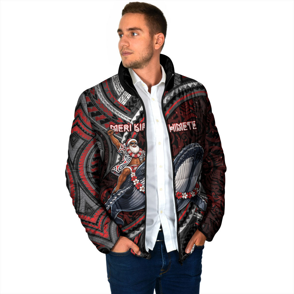 Aotearoa Christmas Padded Jacket Santa Riding Humpback Whale Maori Koru DT05 - Polynesian Pride
