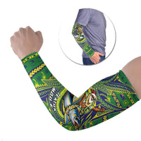 Cook Islands Christmas Arm Sleeves Santa Riding Flying Fish DT05 Set of 2 Green - Polynesian Pride