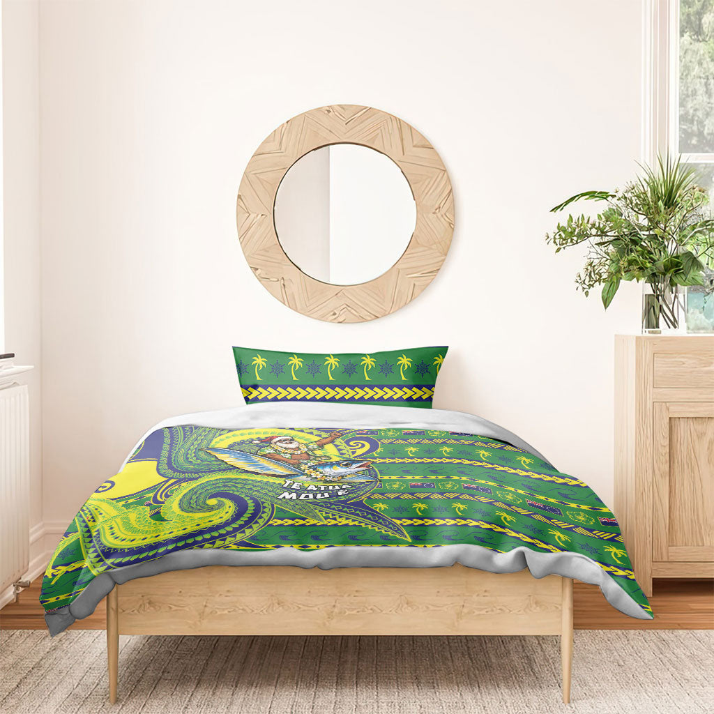 Cook Islands Christmas Bedding Set Santa Riding Flying Fish DT05 - Polynesian Pride