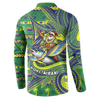 Cook Islands Christmas Button Sweatshirt Santa Riding Flying Fish DT05 - Polynesian Pride