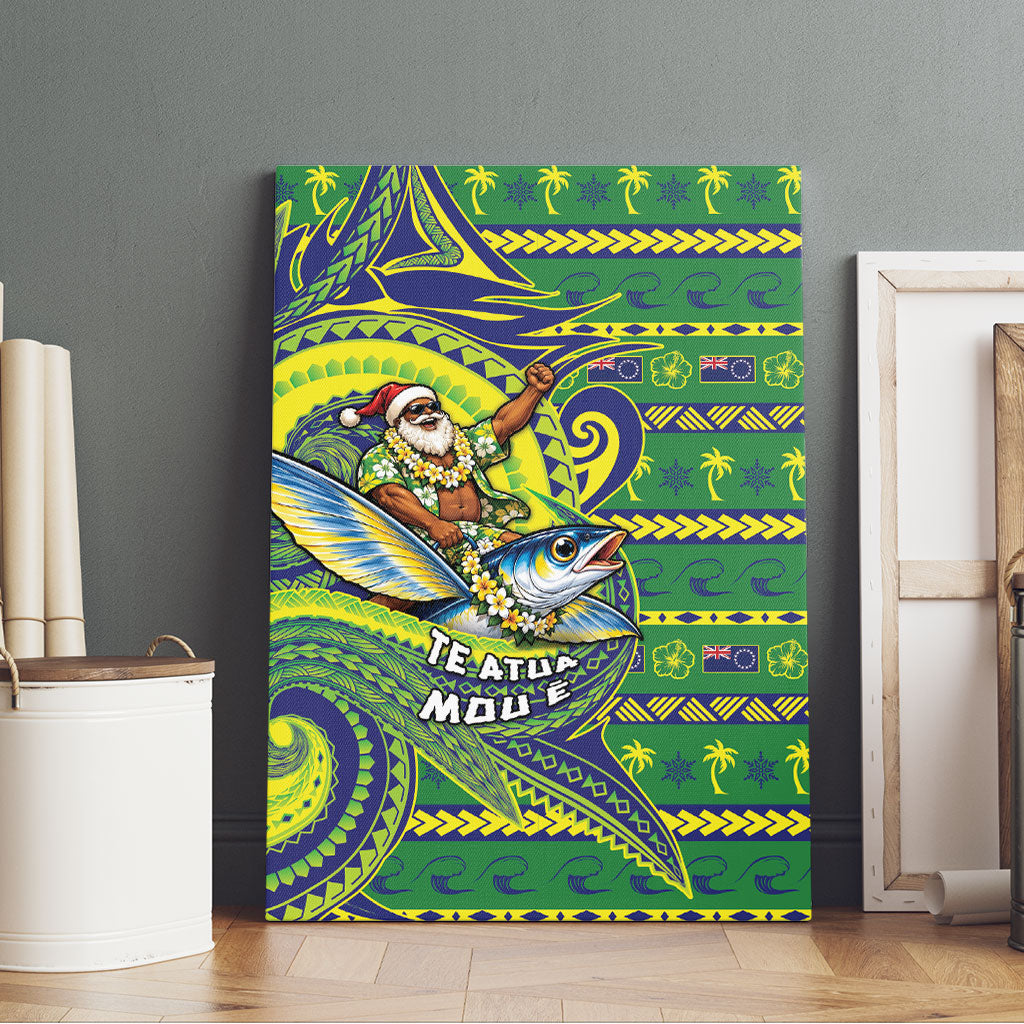 Cook Islands Christmas Canvas Wall Art Santa Riding Flying Fish DT05 - Polynesian Pride
