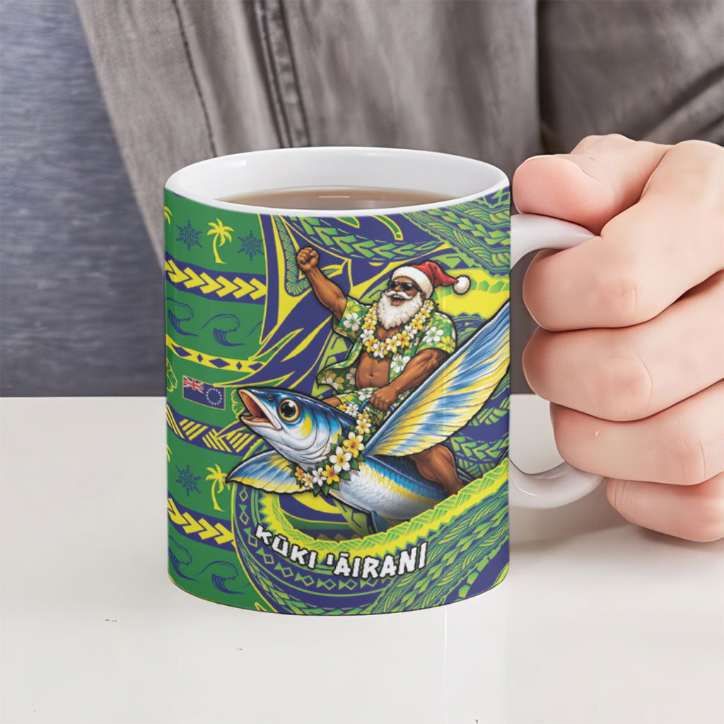 Cook Islands Christmas Ceramic Mug Santa Riding Flying Fish DT05 - Polynesian Pride