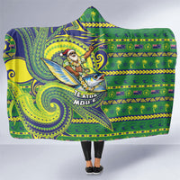 Cook Islands Christmas Hooded Blanket Santa Riding Flying Fish DT05 One Size Green - Polynesian Pride