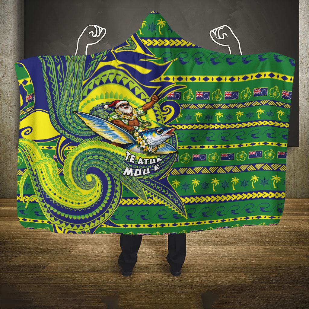 Cook Islands Christmas Hooded Blanket Santa Riding Flying Fish DT05 - Polynesian Pride