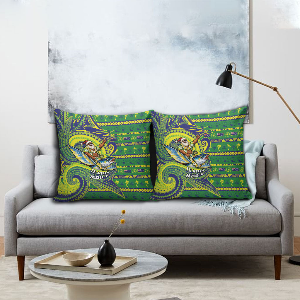 Cook Islands Christmas Pillow Cover Santa Riding Flying Fish DT05 - Polynesian Pride