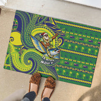 Cook Islands Christmas Rubber Doormat Santa Riding Flying Fish DT05 - Polynesian Pride