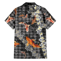 Black Palaka Hawaiian And Japanese Family Matching Mermaid Dress and Hawaiian Shirt Sakura Lei With Koi Fish DT05 - Polynesian Pride
