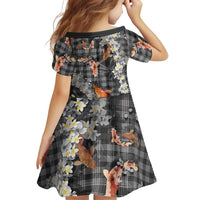 Black Palaka Hawaiian And Japanese Family Matching Tank Maxi Dress and Hawaiian Shirt Sakura Lei With Koi Fish DT05 - Polynesian Pride