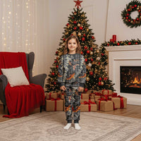 Black Palaka Hawaiian And Japanese Christmas Pajama Set Sakura Lei With Koi Fish DT05 Kid Black - Polynesian Pride
