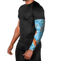 Blue Palaka Hawaiian And Japanese Arm Sleeves Sakura Lei With Koi Fish - Polynesian Pride
