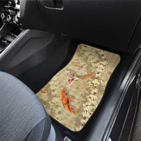 Beige Palaka Hawaiian And Japanese Car Mats Sakura Lei With Koi Fish - Polynesian Pride