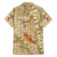 Beige Palaka Hawaiian And Japanese Hawaiian Shirt Sakura Lei With Koi Fish DT05 - Polynesian Pride