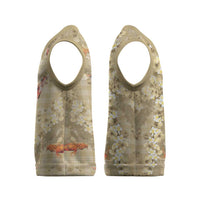 Beige Palaka Hawaiian And Japanese Christmas Knitted V-Neck Vest Sakura Lei With Koi Fish DT05 - Polynesian Pride