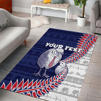 Personalised New Zealand Father's Day Area Rug Daddy Kiwi Bird Silver Ferns