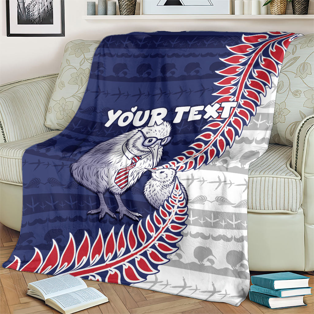 Personalised New Zealand Father's Day Blanket Daddy Kiwi Bird Silver Ferns