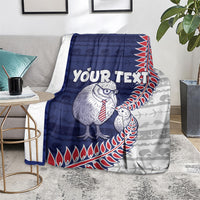 Personalised New Zealand Father's Day Blanket Daddy Kiwi Bird Silver Ferns