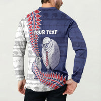 Personalised New Zealand Father's Day Button Sweatshirt Daddy Kiwi Bird Silver Ferns