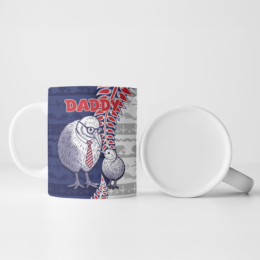 Personalised New Zealand Father's Day Ceramic Mug Daddy Kiwi Bird Silver Ferns