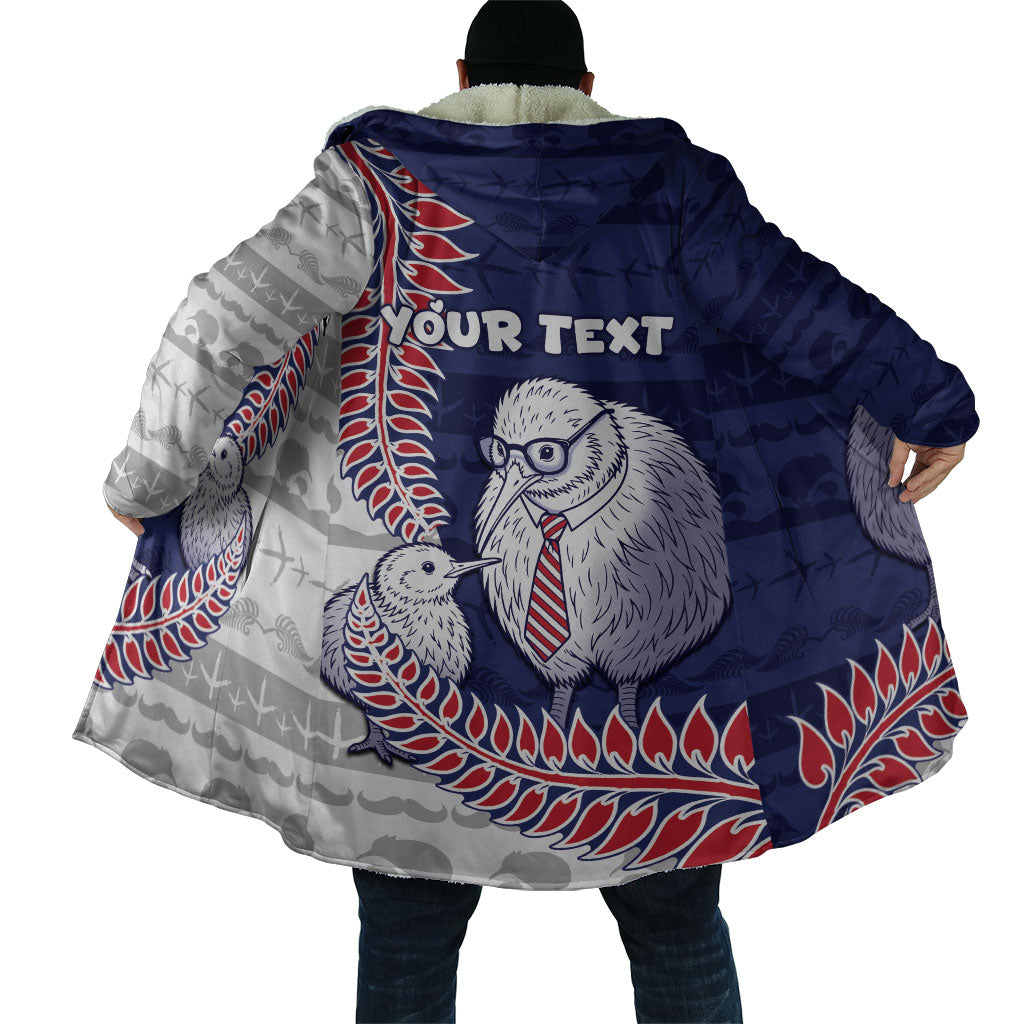 Personalised New Zealand Father's Day Cloak Daddy Kiwi Bird Silver Ferns