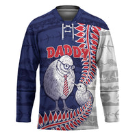 Personalised New Zealand Father's Day Hockey Jersey Daddy Kiwi Bird Silver Ferns