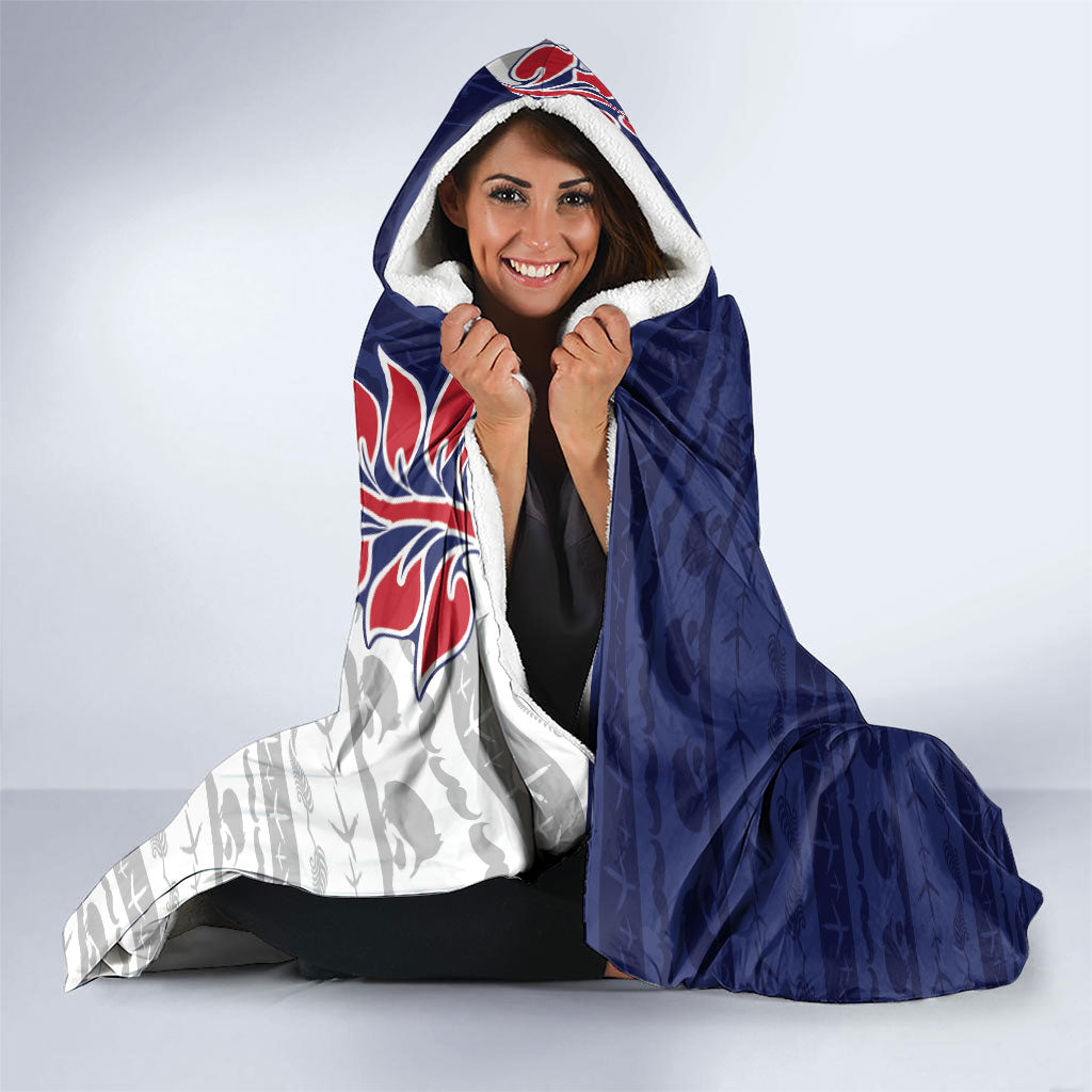 Personalised New Zealand Father's Day Hooded Blanket Daddy Kiwi Bird Silver Ferns