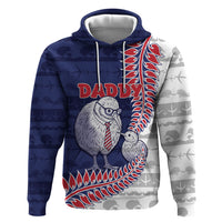 Personalised New Zealand Father's Day Hoodie Daddy Kiwi Bird Silver Ferns