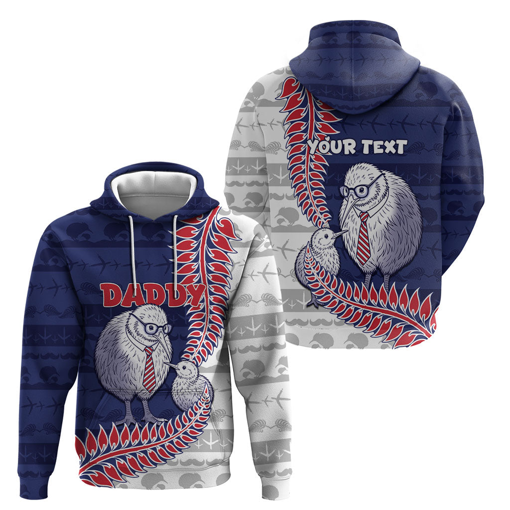 Personalised New Zealand Father's Day Hoodie Daddy Kiwi Bird Silver Ferns