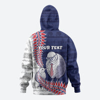 Personalised New Zealand Father's Day Hoodie Daddy Kiwi Bird Silver Ferns